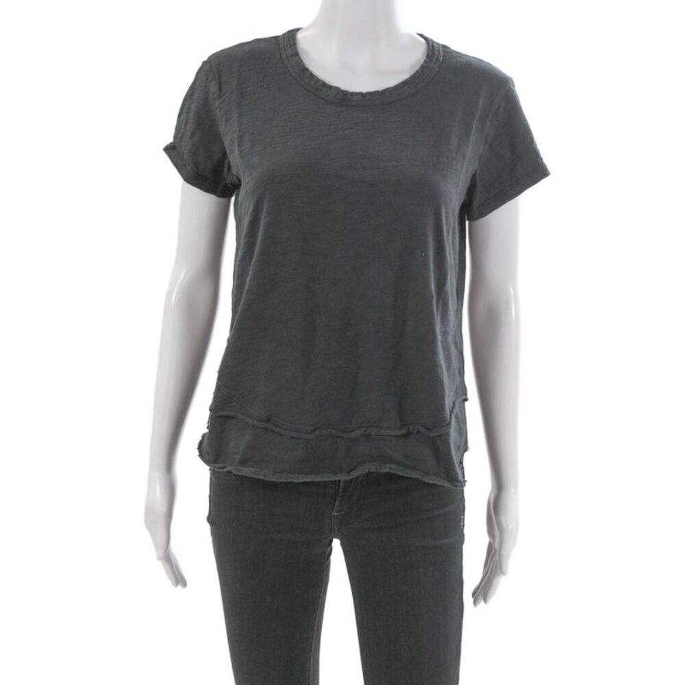 Leallo Women Basic T-Shirt Gray 100% Cotton Crew Neck Short Sleeve Size S